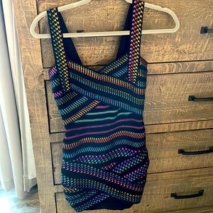 Colorful, mesh center, bandage dress